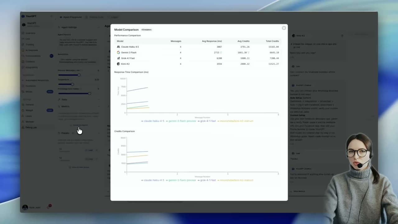 Background-removed cutout presenter over a screen recording